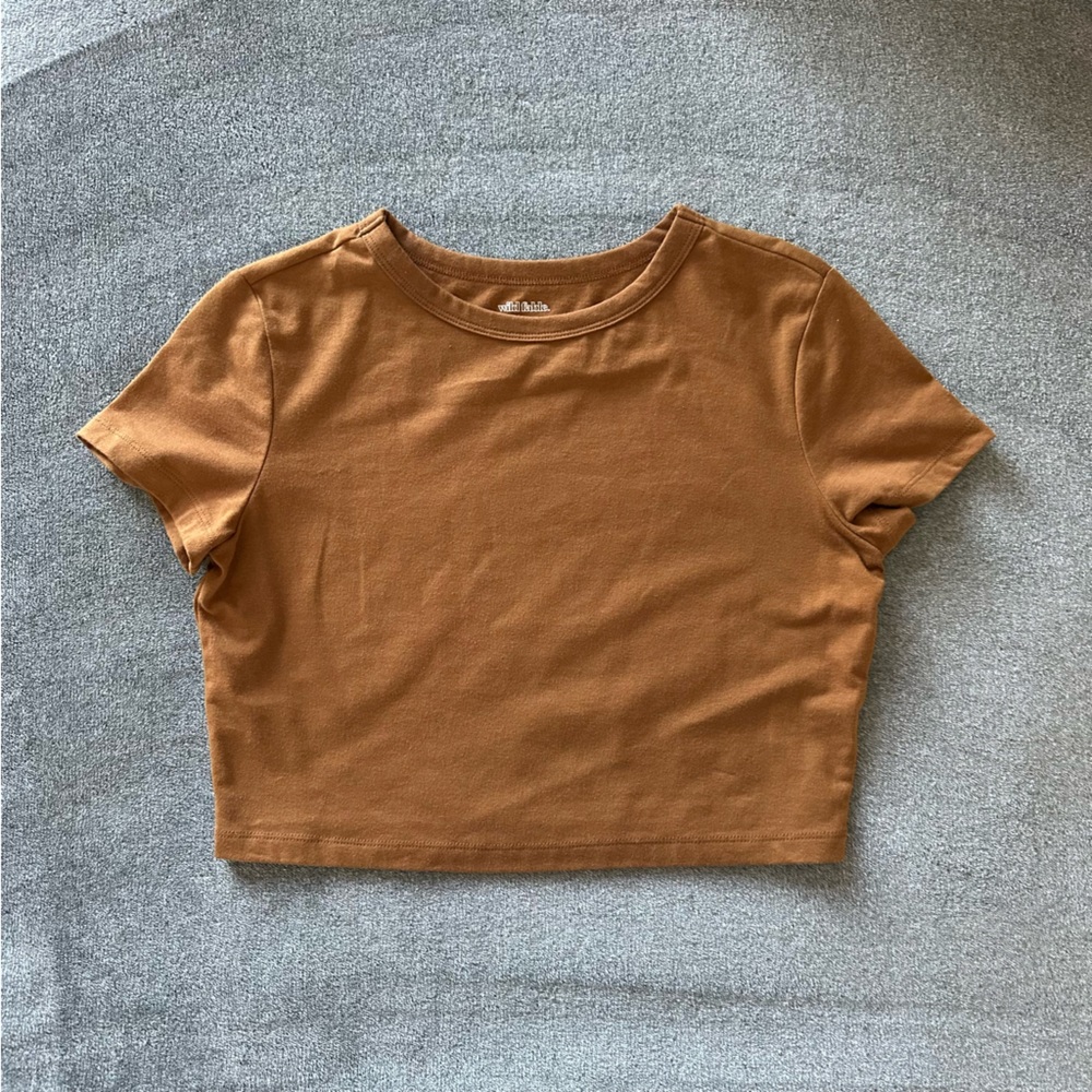 Wild Fable Tan Cropped Short Sleeve Tee